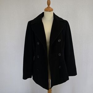 Kenneth Cole Classic Black Wool Blend Coat